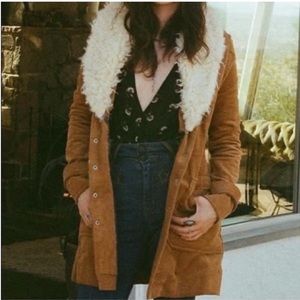Free People - Lady Lane Coat Tan Corduroy with Cream Shearling